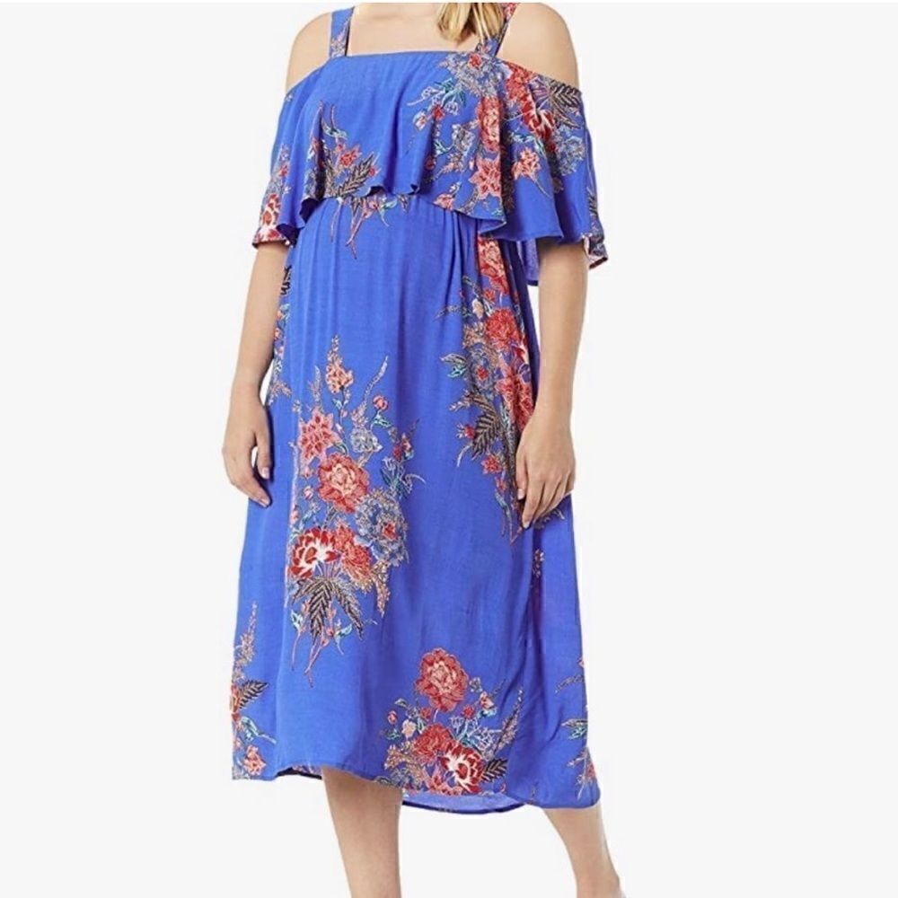 Ripe Off Shoulder Floral Print Maternity Dress(Small)